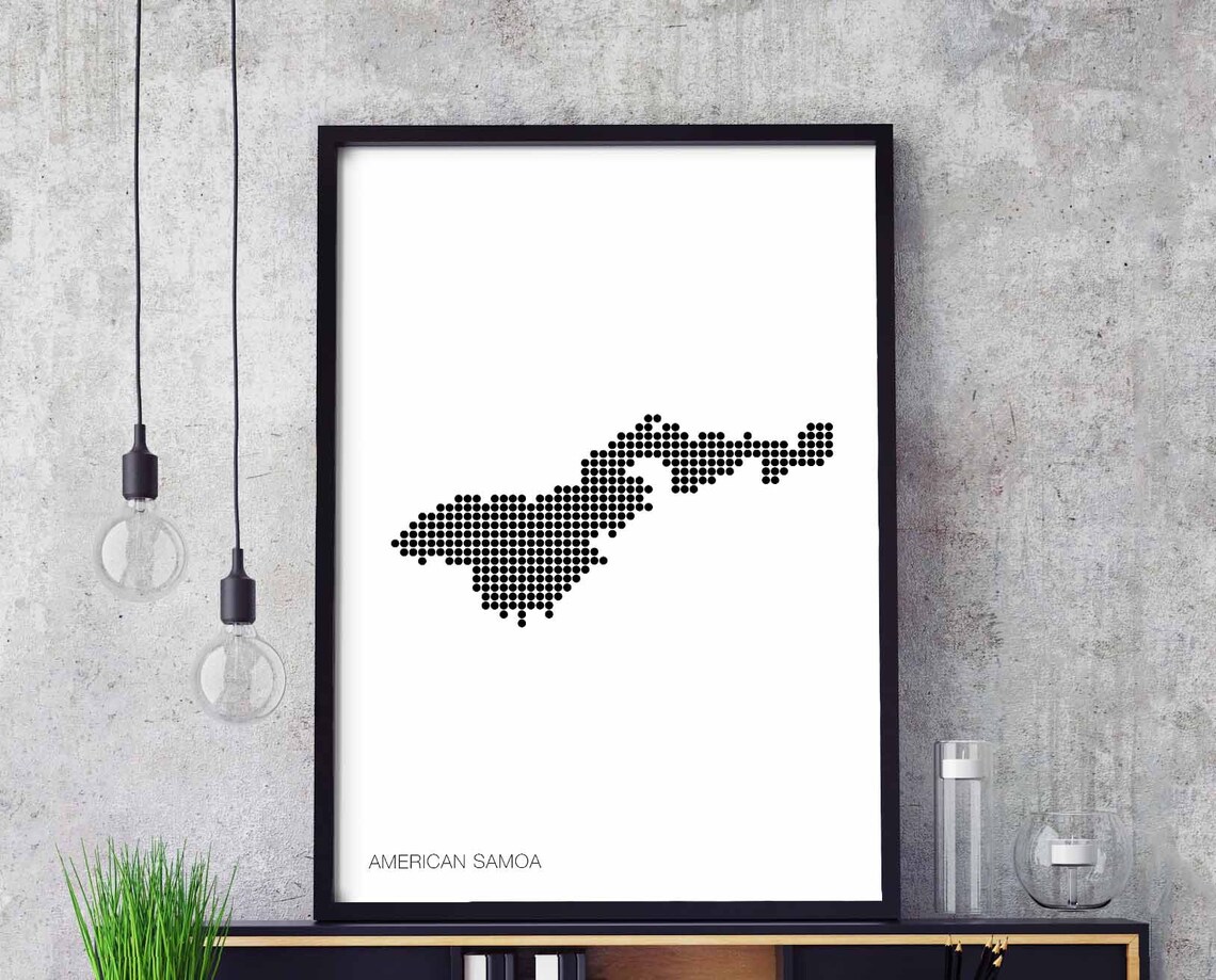 Samoa Minimal Dots Retro Map Poster