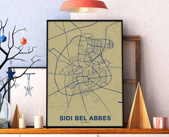 Sidi Bel Abbes Algeria Map Poster Color Hometown City Print Modern Home Decor Office Decoration Wall Art Dorm Bedroom Gift