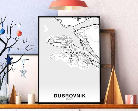 Dubrovnik Croatia Map Poster Hometown City Print Modern Home Decor Office Decoration Wall Art Dorm Bedroom Gift
