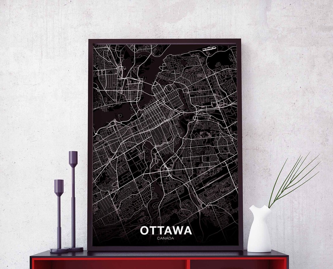 Ottawa Canada Map Poster, Modern Home Decor