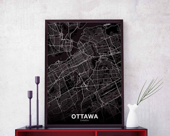 Ottawa Canada Map Poster, Modern Home Decor