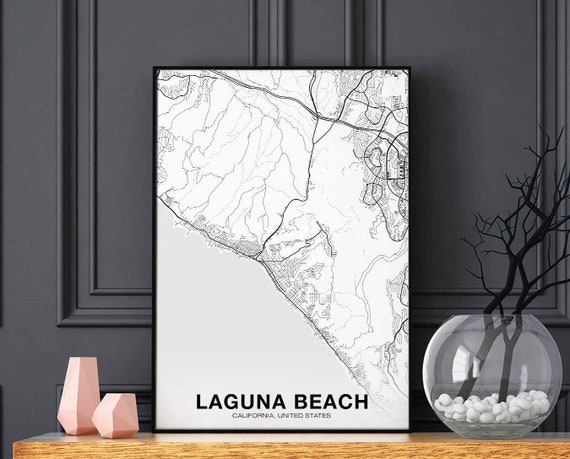Laguna Beach Ca Usa Map Poster Black White Hometown City Print Modern Home Decor Office Decoration Wall Art Dorm Bedroom Gift