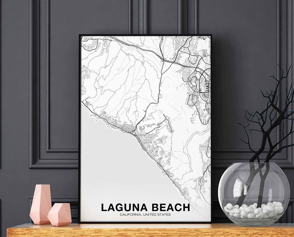 Laguna Beach California USA Black White Minimalist City Map Poster