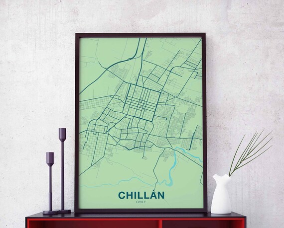 Chillan Chile Map Poster Color Hometown City Print Modern Home Decor Office Decoration Wall Art Dorm Bedroom Gift