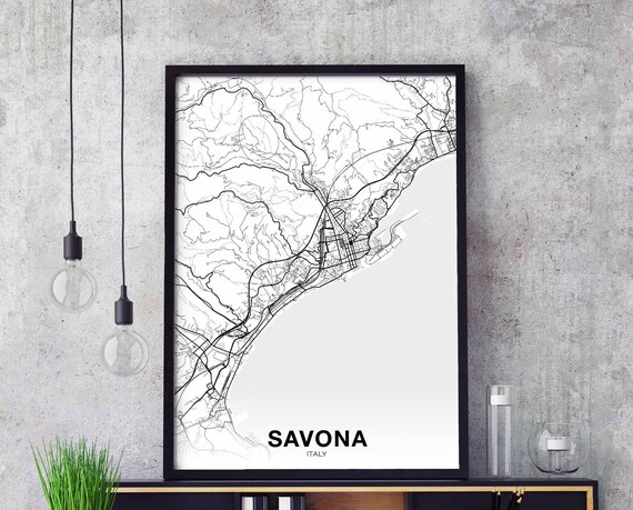 Savona Italy Map Poster Hometown City Print Modern Home Decor Office Decoration Wall Art Dorm Bedroom Gift