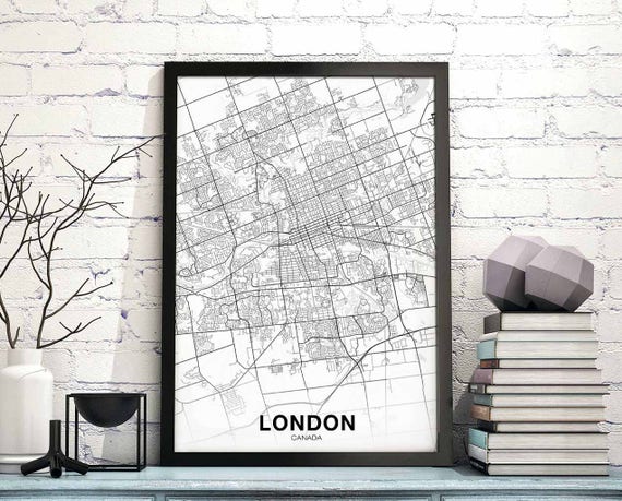 London Canada Map Poster Hometown City Print Modern Home Decor Office Decoration Wall Art Dorm Bedroom Gift