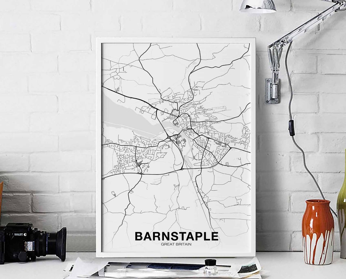Barnstaple Great Britain Map Poster Minimalist Devon Town Street Art