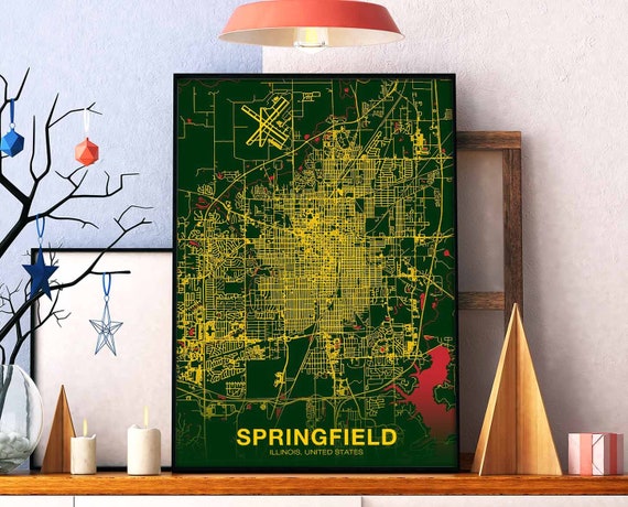 Springfield Illinois Il Usa Poster Color Hometown City Print Modern Home Decor Office Decoration Wall Art Dorm Bedroom Gift