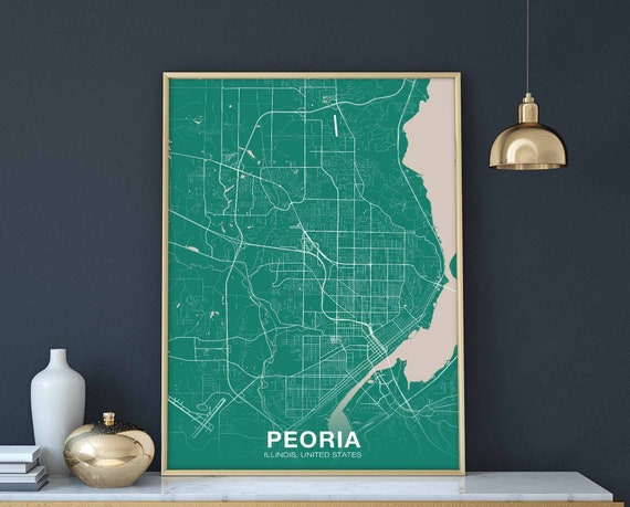 Peoria Illinois Il Usa Poster Color Hometown City Print Modern Home Decor Office Decoration Wall Art Dorm Bedroom Gift