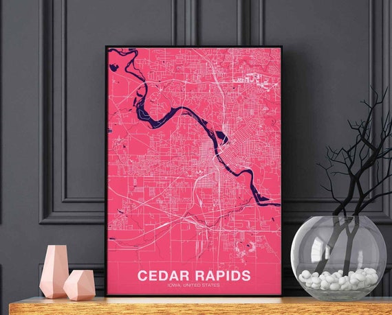 Cedar Rapids Iowa Is Usa Poster Color Hometown City Print Modern Home Decor Office Decoration Wall Art Dorm Bedroom Gift