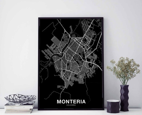 Monteria Colombia Map Poster, Modern Travel Print