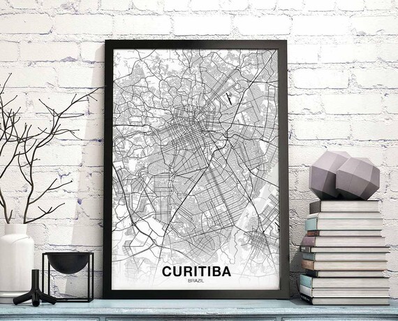 Curitiba Brazil Map Poster Hometown City Print Modern Home Decor Office Decoration Wall Art Dorm Bedroom Gift