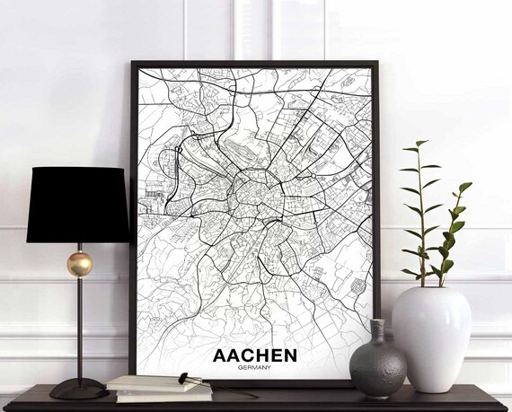 Aachen Germany Map Poster Hometown City Print Modern Home Decor Office Decoration Wall Art Dorm Bedroom Gift