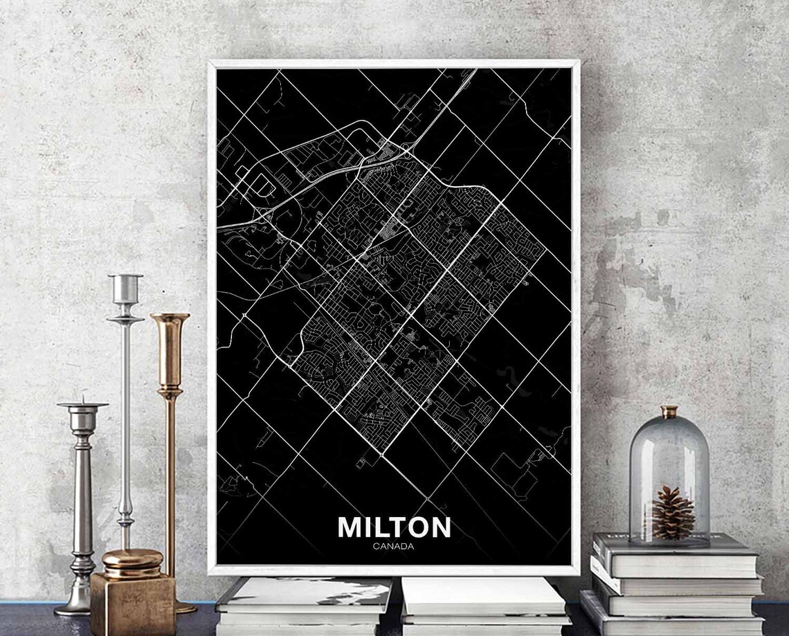 Milton Canada Map Poster, Modern Home Decor