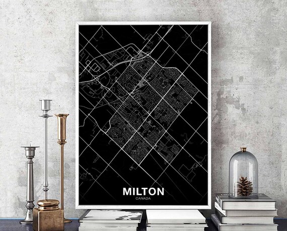 Milton Canada Map Poster, Modern Home Decor