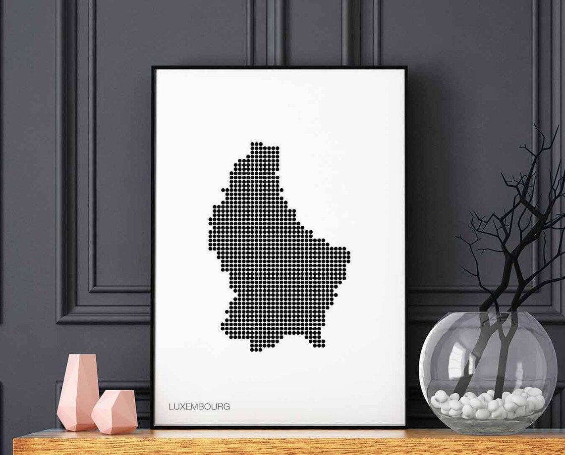 Luxembourg Minimal Dots Retro Map Poster