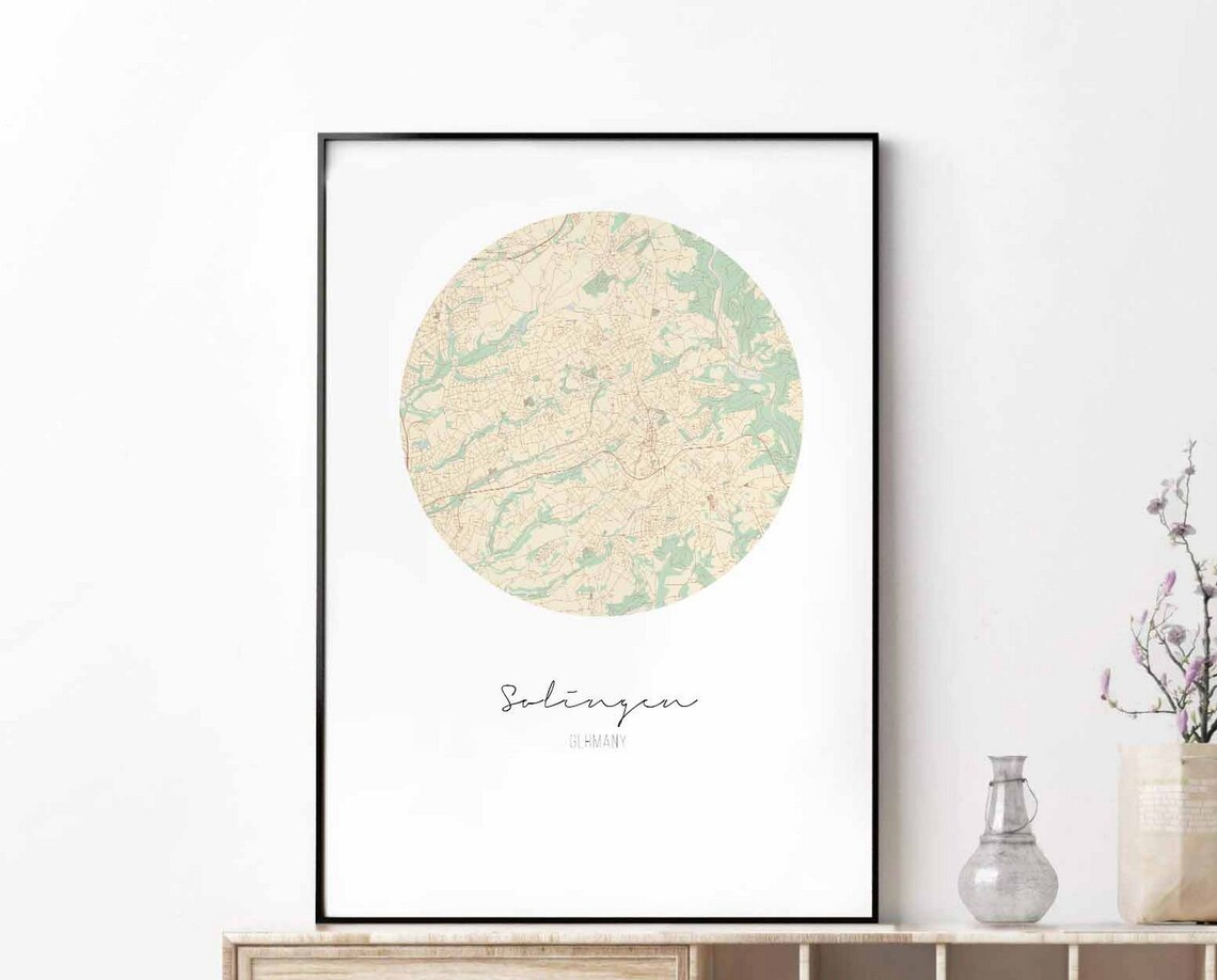 Solingen Germany Round Map Minimalist City Circle Art Poster