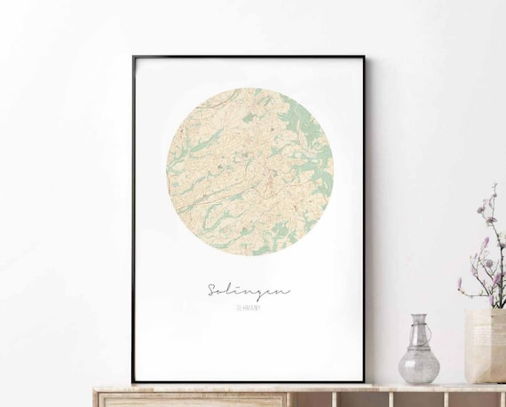 Solingen Germany Round Map Minimalist City Circle Art Poster