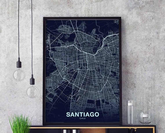 Santiago Chile Poster Color Hometown City Print Modern Home Decor Office Decoration Wall Art Dorm Bedroom Gift