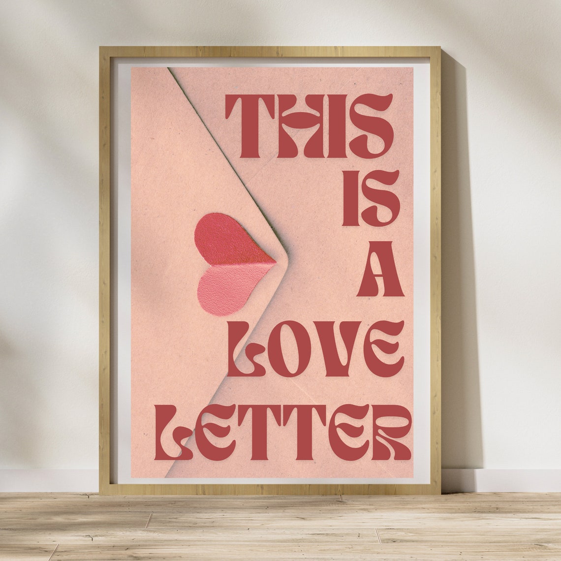This Is A Love Letter Envelope Red Heart Pink Retro Quote Poster