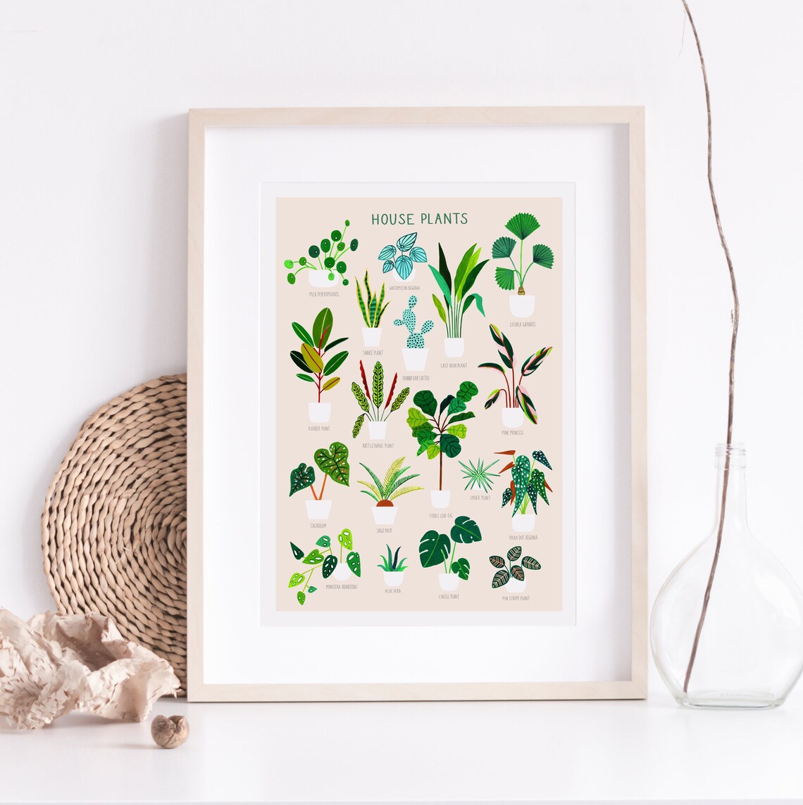 House Plants On Pink Botanical Poster Print - Image 2