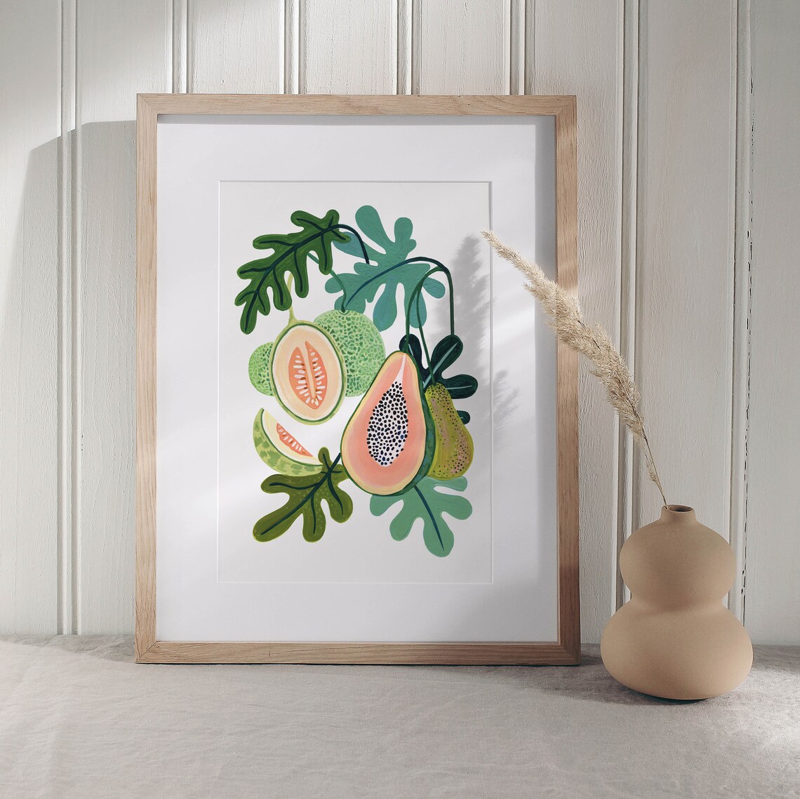 Papaya Melon Botanical Fruit Art Print, Kitchen Decor - Image 5