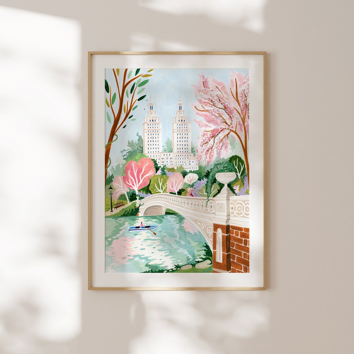 Central Park New York Travel Poster, Bow Bridge - Image 3