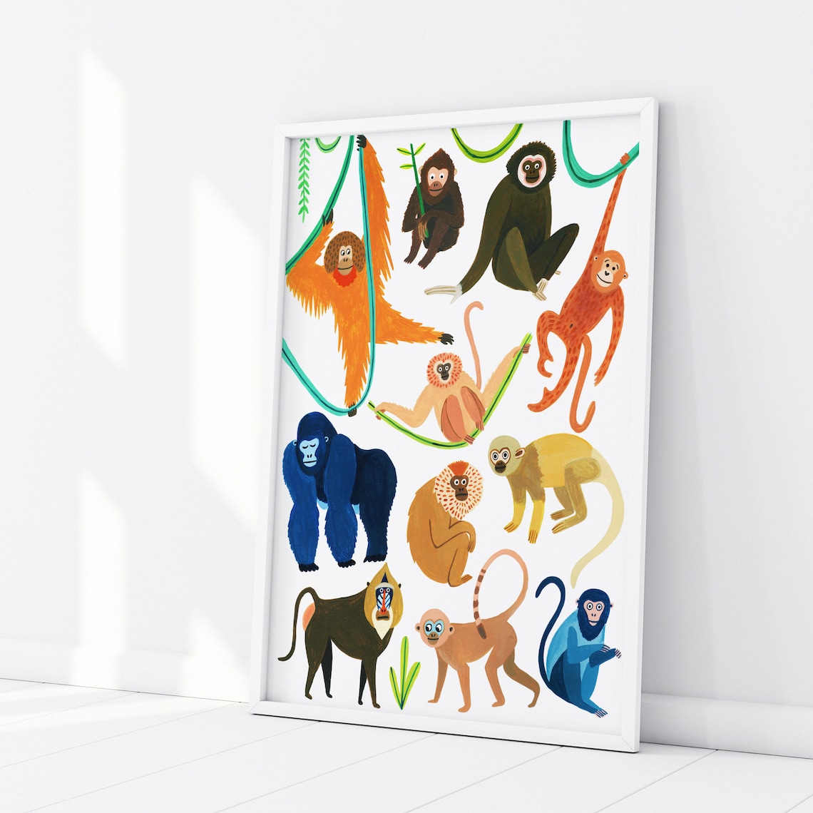 Monkey Species Botanical Illustration Art Print - Image 2
