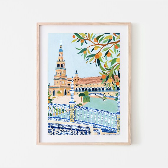 Seville Plaza De Espana Travel Poster, Spain Art