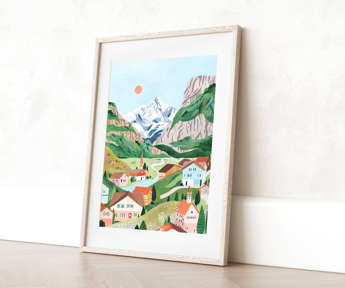 Switzerland Mountain Travel Poster, Grindelwald Lauterbrunnen - Image 3