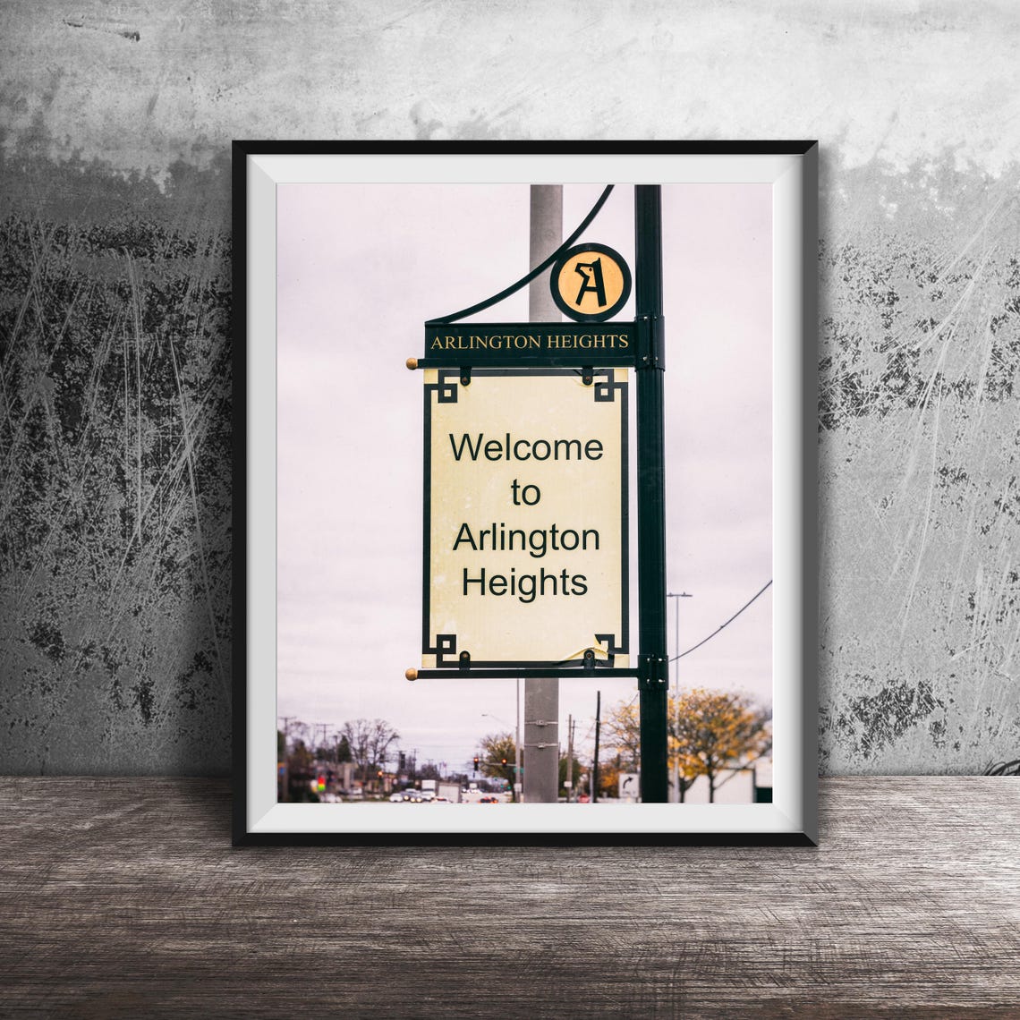 Arlington Heights Welcome Sign Chicagoland Street Black White Print - Image 3
