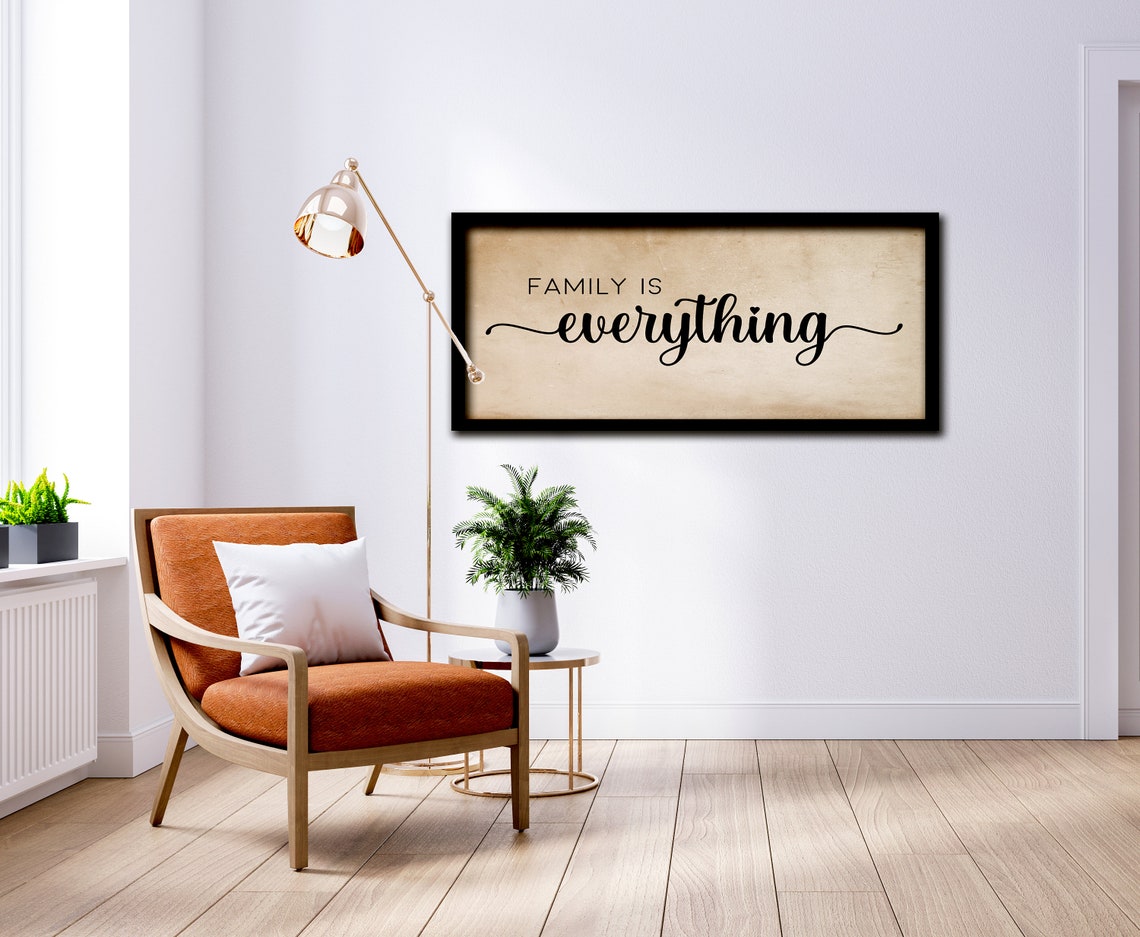 Family Is Everything Script Farmhouse Quote Cream Living Room Poster - Image 2
