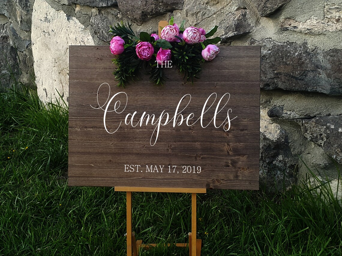 The Campbells Family Name Wood Sign Wedding Gift Decor Poster - Image 2
