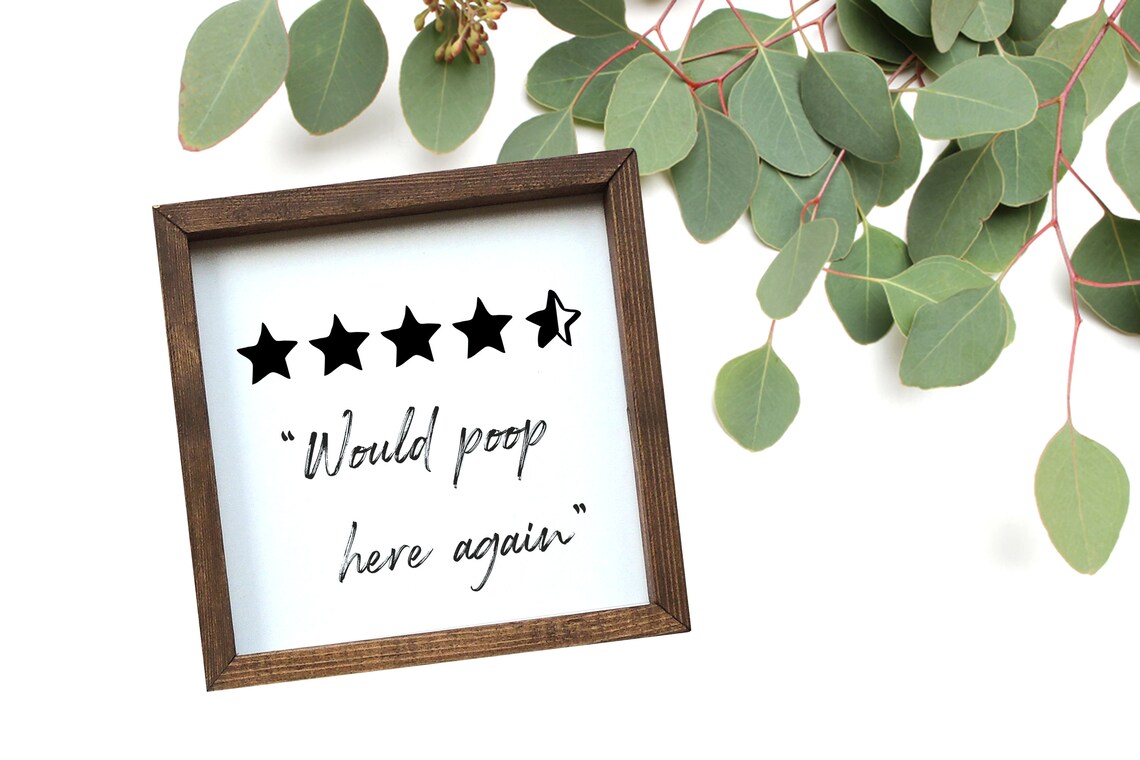 Would Poop Here Again Funny 5 Star Bathroom Review Sign Poster - Image 2