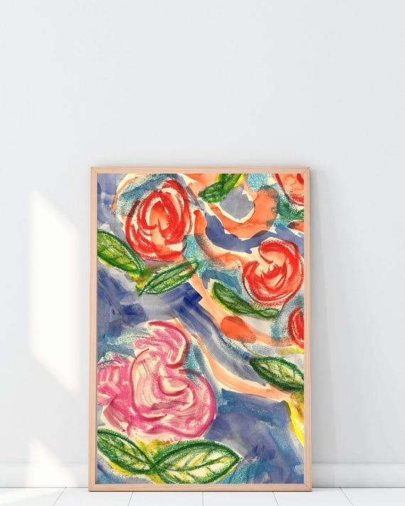 Rio Floral Art Print Abstract Botanical Wall Decor A311x17in Jpg File
