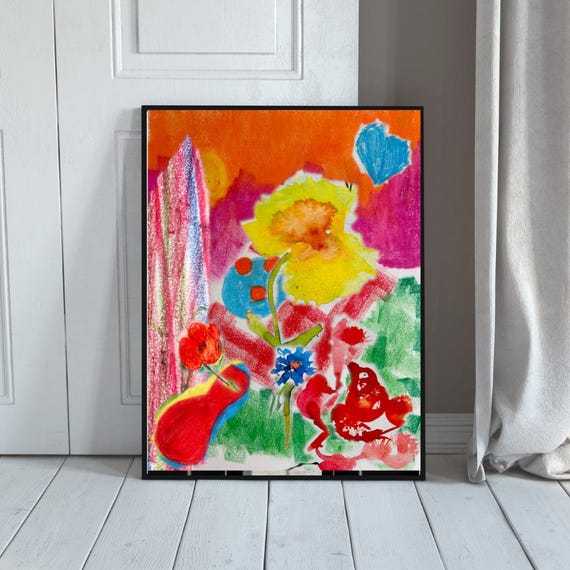 Watercolor Flower Collage Print Botanical Wall Art A311x17in Jpg File