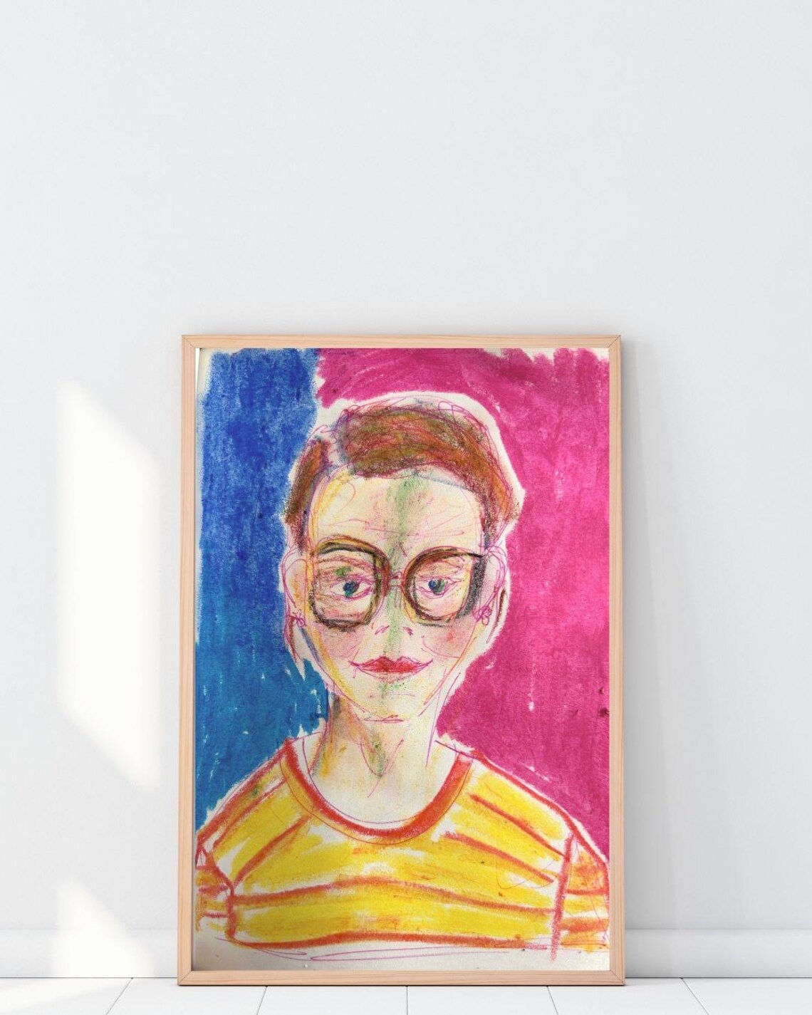 Colorful Sketch Self Portrait Woman With Glasses Abstract Poster