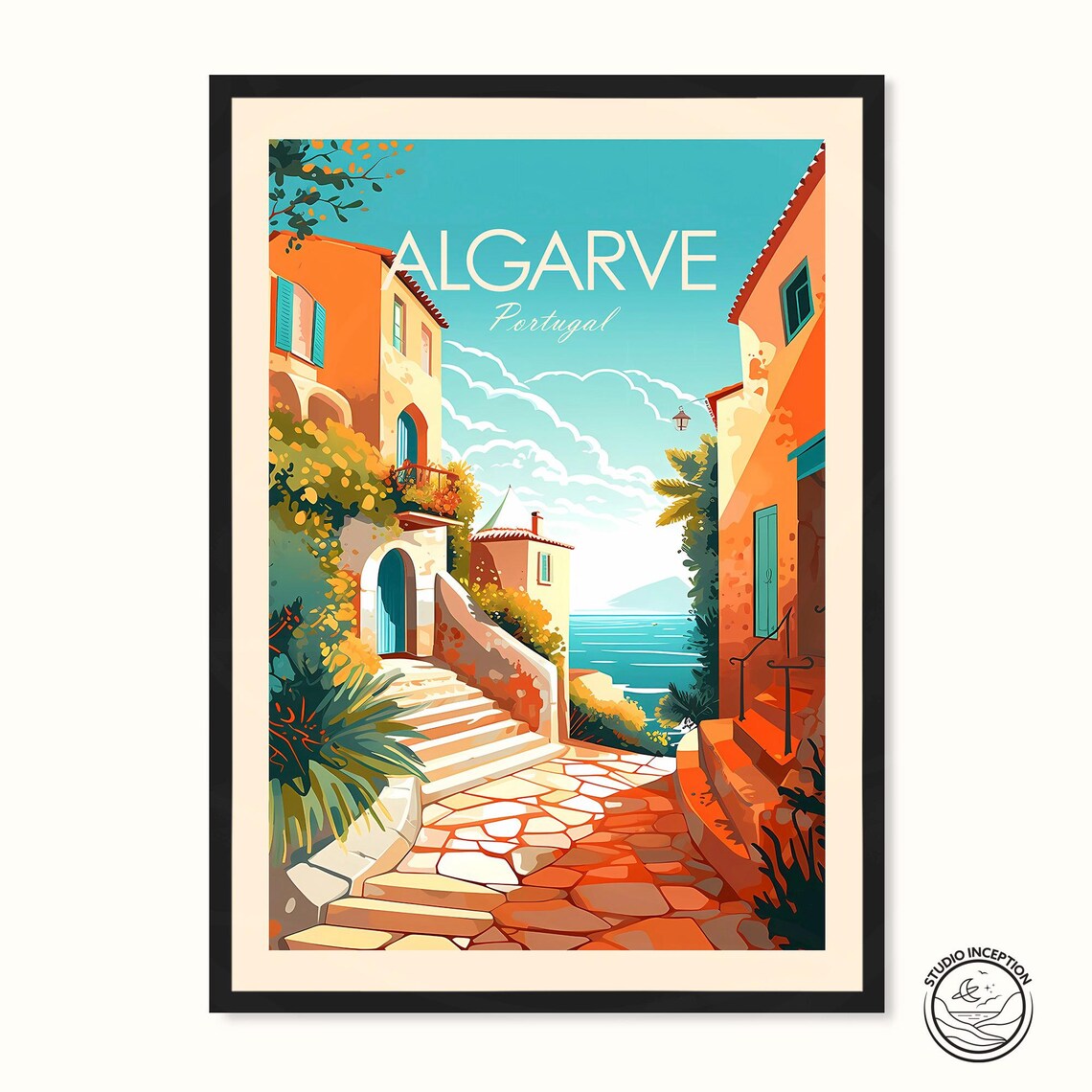 Algarve Portugal Travel Poster, European Wall Art