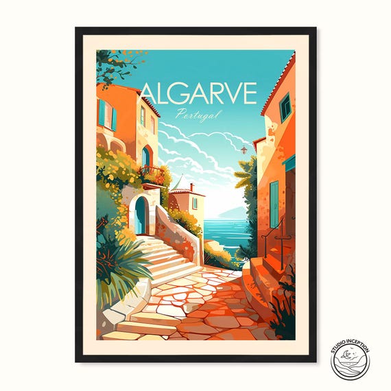 Algarve Portugal Travel Poster, European Wall Art