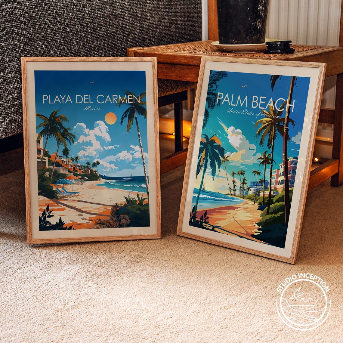 Playa Del Carmen Mexico Caribbean Beach Palms Resort Travel Poster - Image 2
