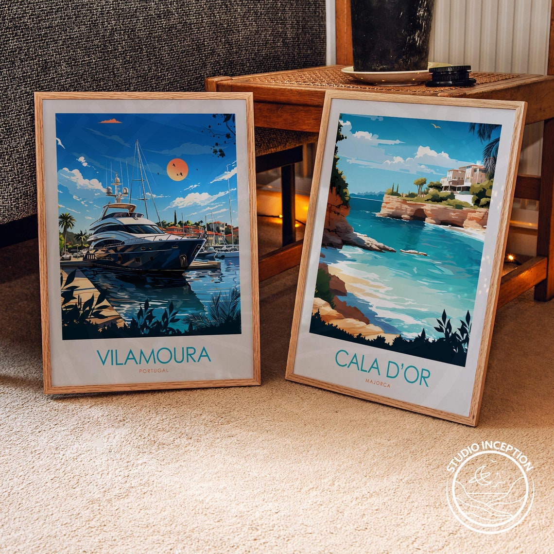 Vilamoura Travel Print Portugal Poster Vilamoura Wall Art The Algarve Travel Art Custom Travel Gift Framed Travel Prints For Wall Art - Image 2