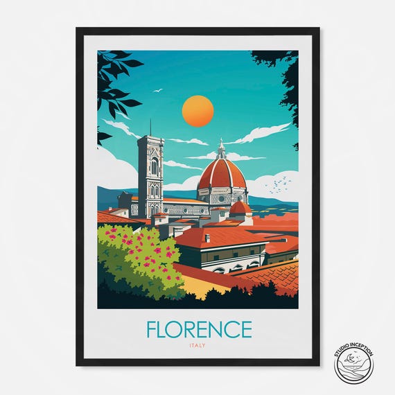 Florence Italy Travel Poster, Italy Art Print