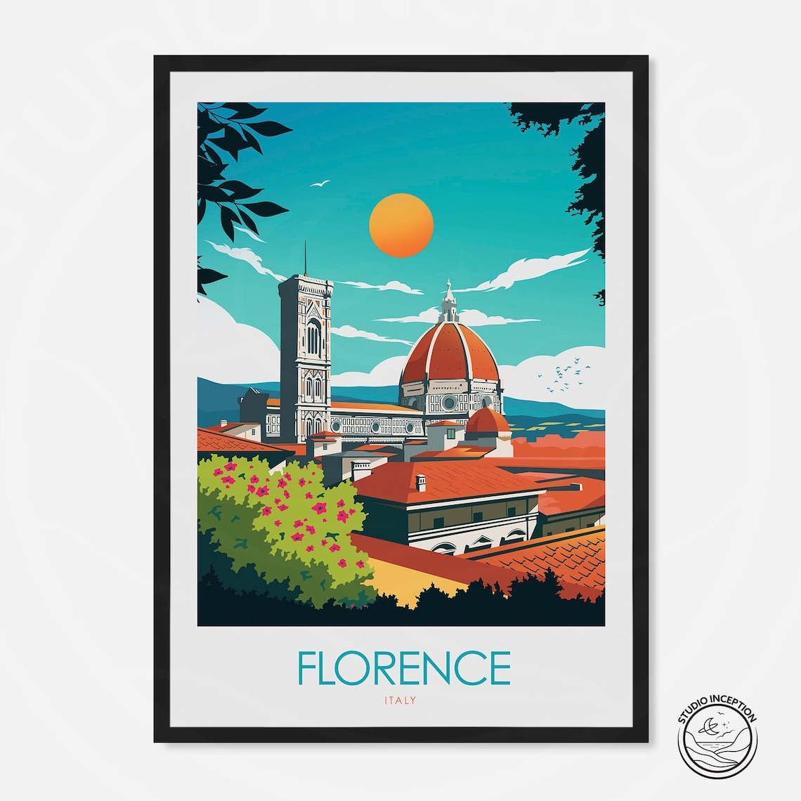 Florence Italy Travel Poster, Italy Art Print