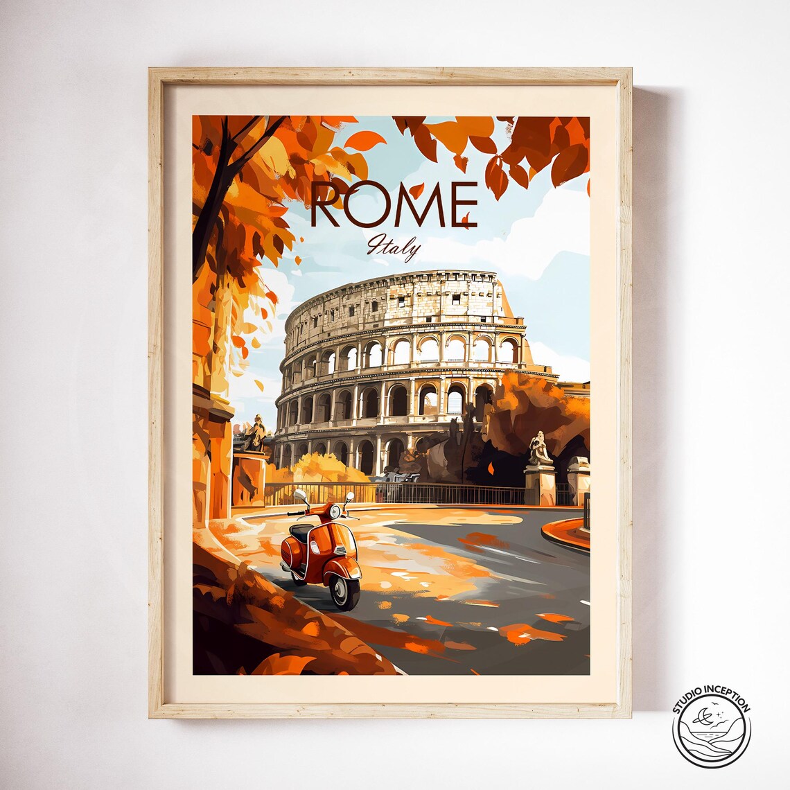 Rome Italy Travel Poster, Colosseum Custom Text - Image 3