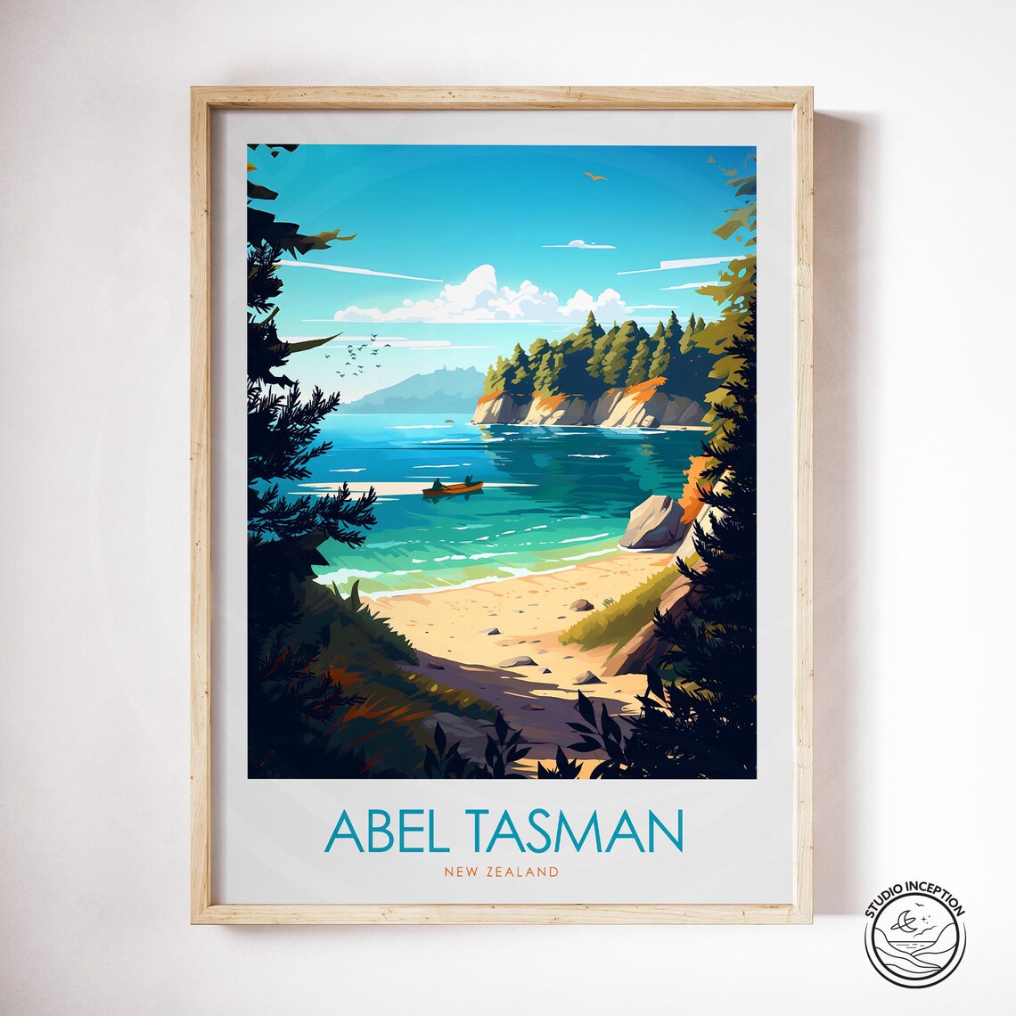 Abel Tasman New Zealand Turquoise Bay Forest Coast Travel Poster Art - Image 3