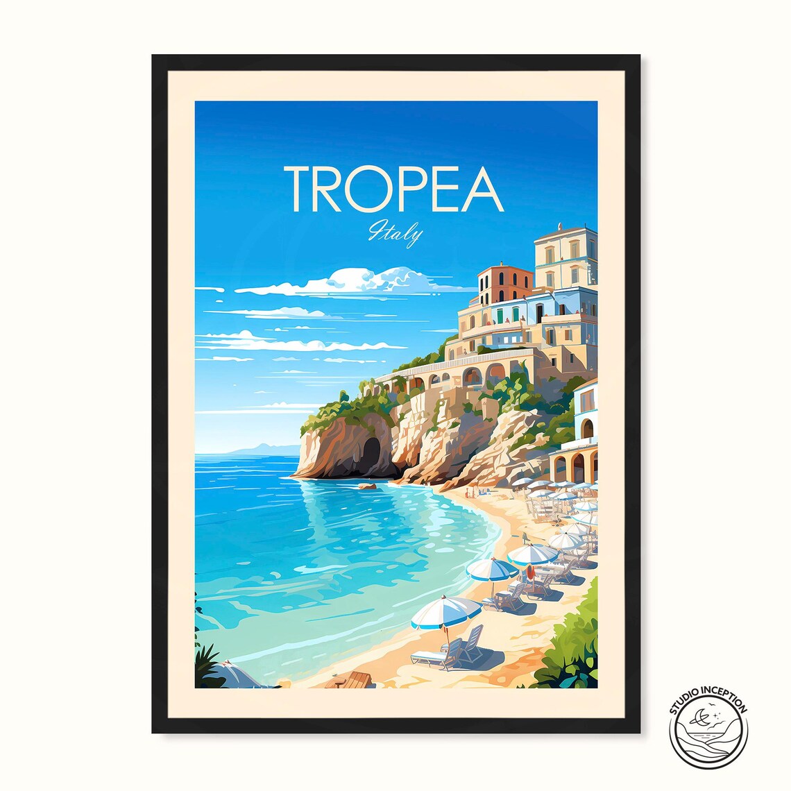 Tropea Italy Travel Poster, Living Room Wall Art