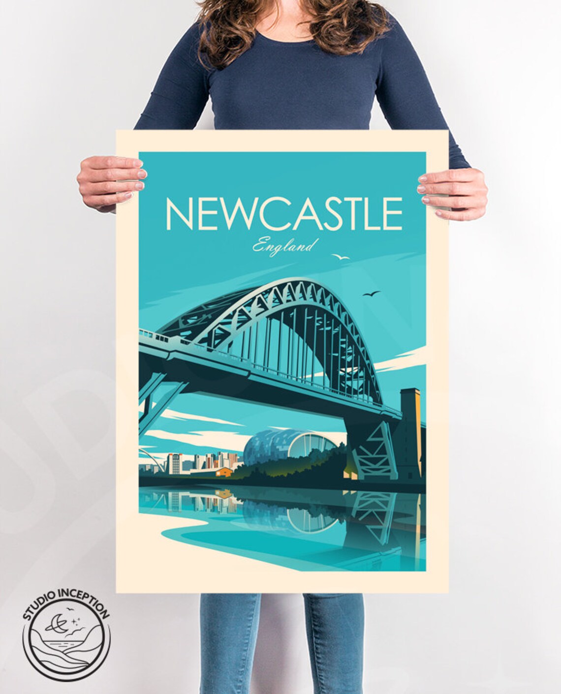 Newcastle Tyne Bridge England Travel Poster, Art Print - Image 2