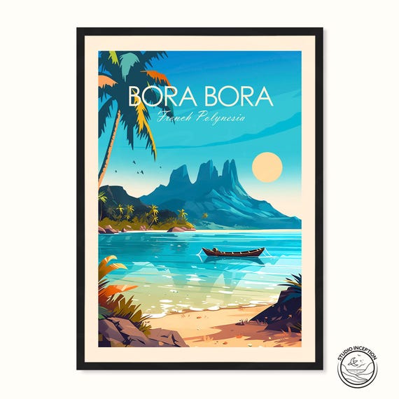 Bora Bora Traditional Travel Poster, Tahiti
