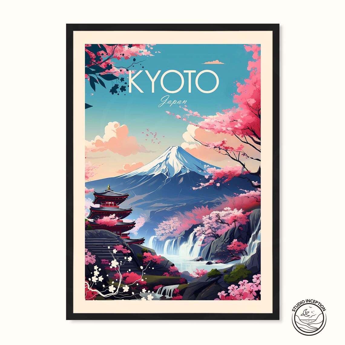 Kyoto Traditional Travel Poster, Japanese Art Print