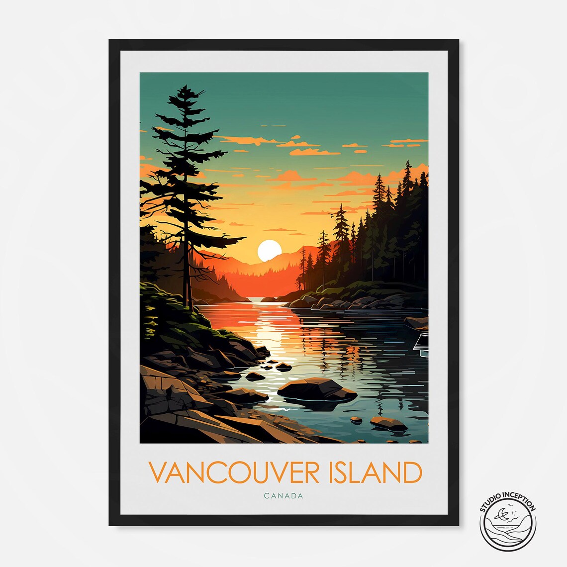 Vancouver Island Minimal Travel Poster, Canada